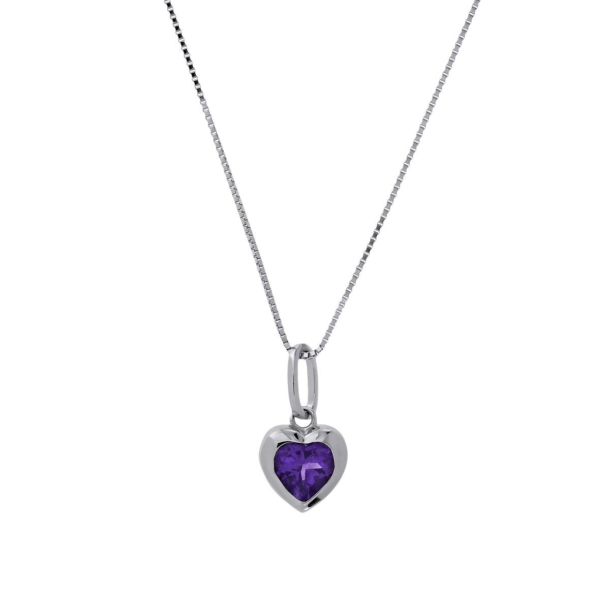 Sterling Silver &amp; Amethyst Heart Pendant