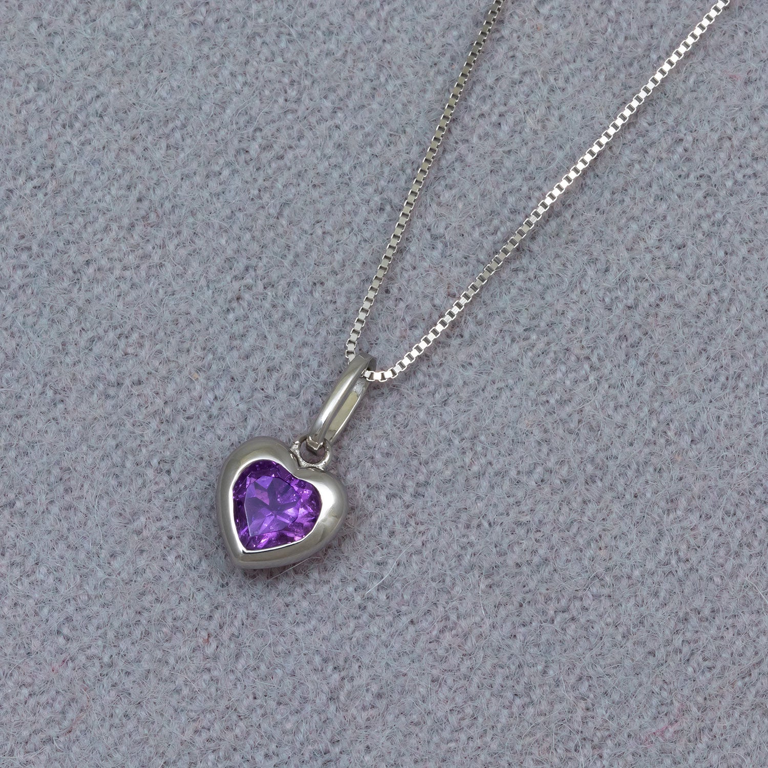 Sterling Silver & Amethyst Heart Pendant