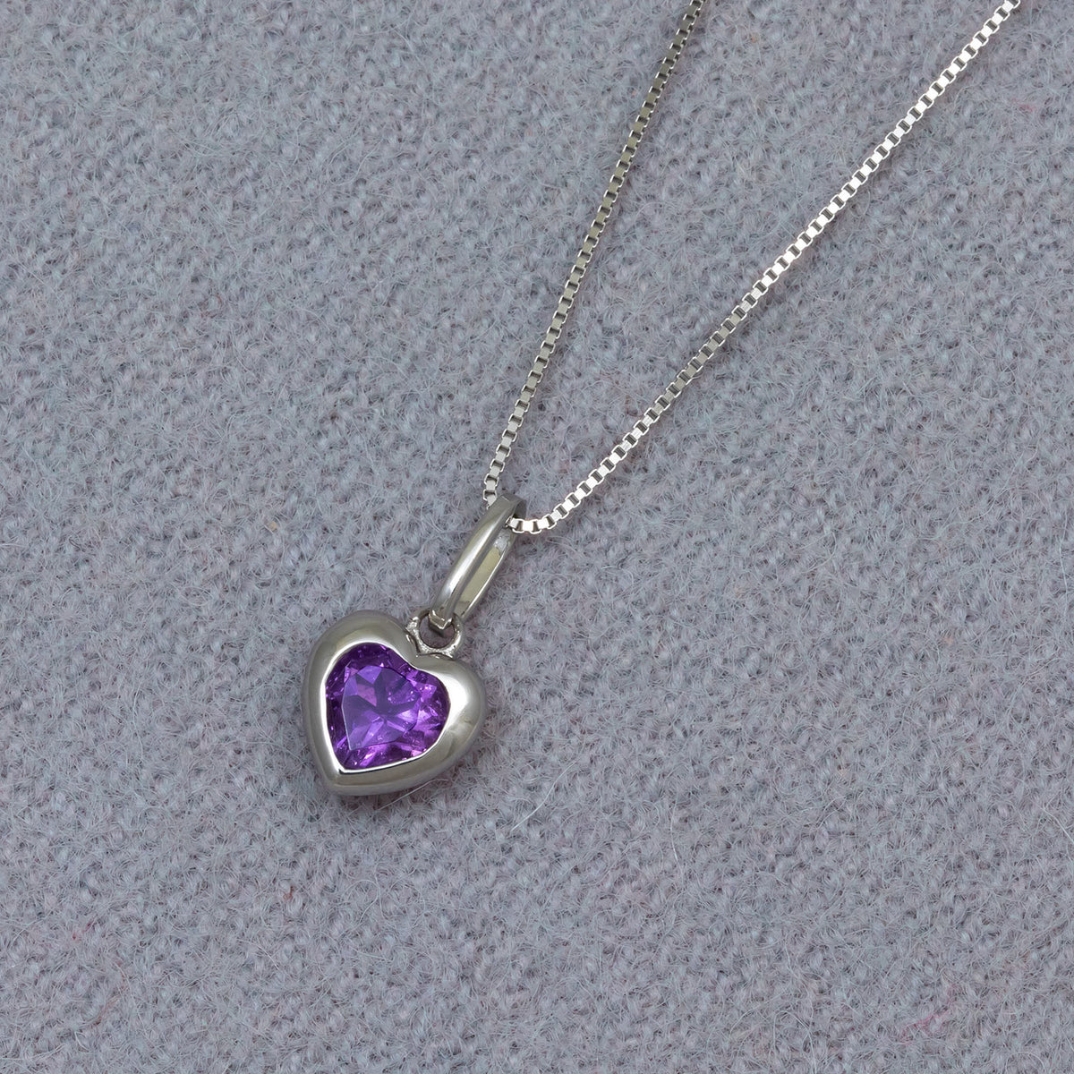 Sterling Silver & Amethyst Heart Pendant