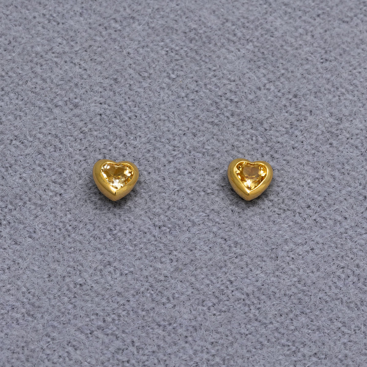 Gold Vermeil &amp; Citrene Heart Stud Earrings