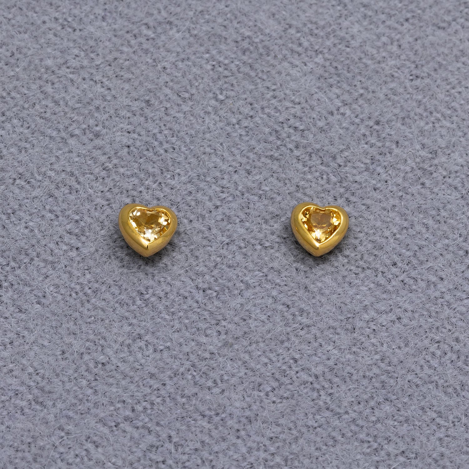 Gold Vermeil & Citrene Heart Stud Earrings