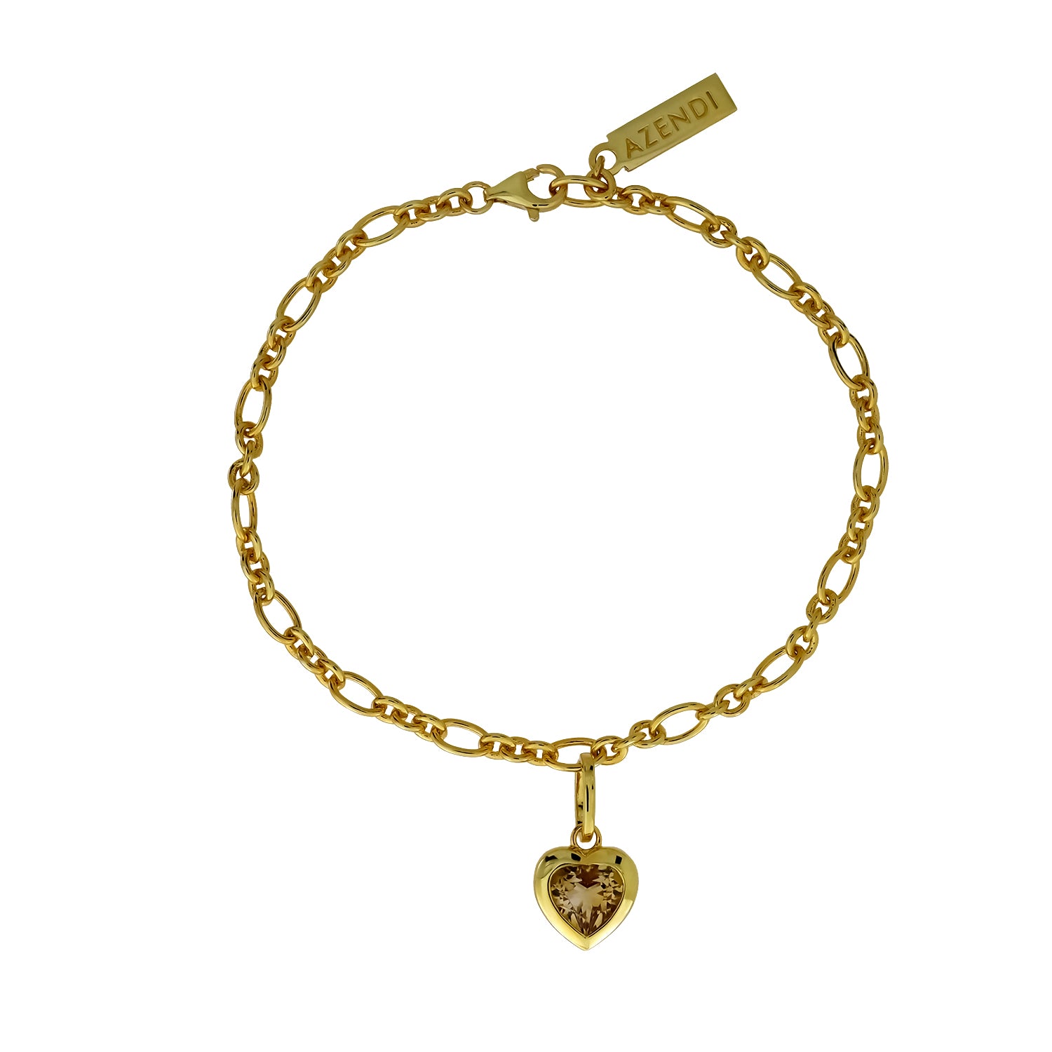 Gold Vermeil & Citrene Heart Charm Bracelet
