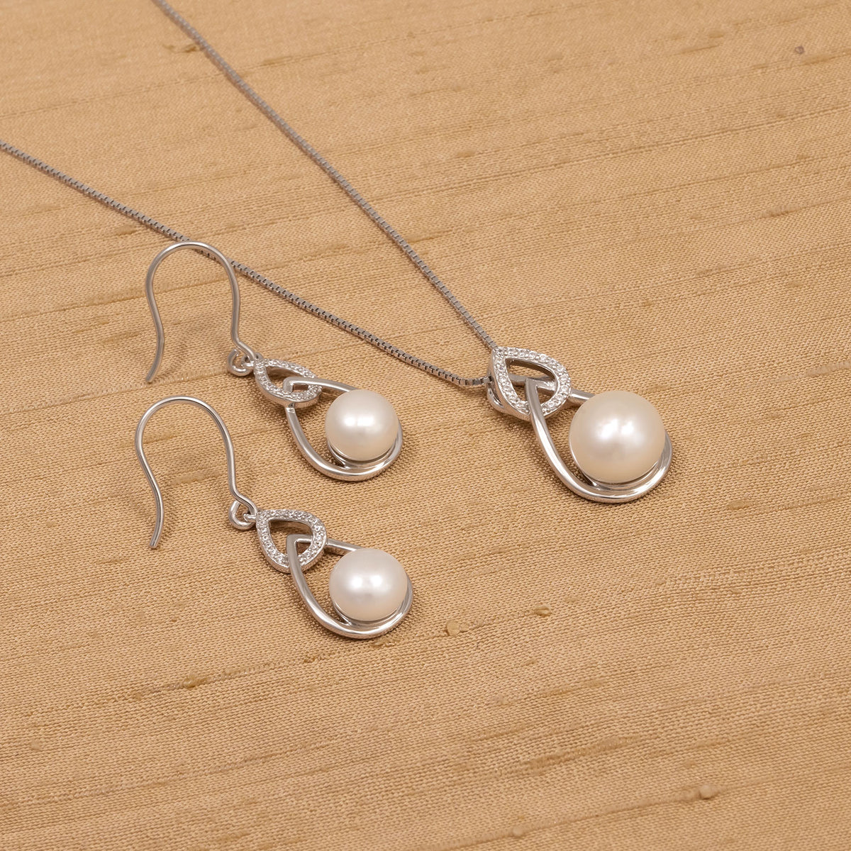 Silver & Freshwater Pearl Teardrop Earrings