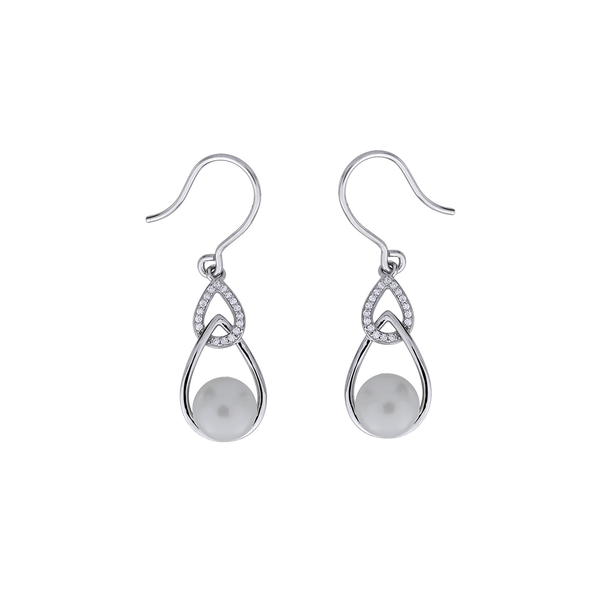 Silver &amp; Freshwater Pearl Teardrop Earrings