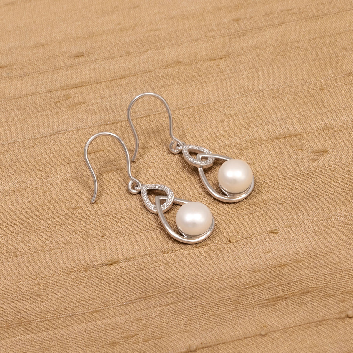 Silver &amp; Freshwater Pearl Teardrop Earrings