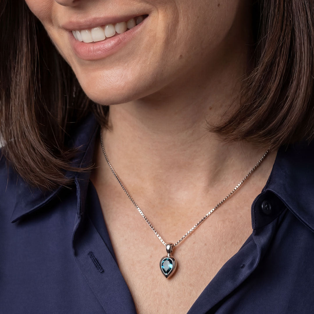Sterling Silver & London Blue Topaz Teardrop Pendant