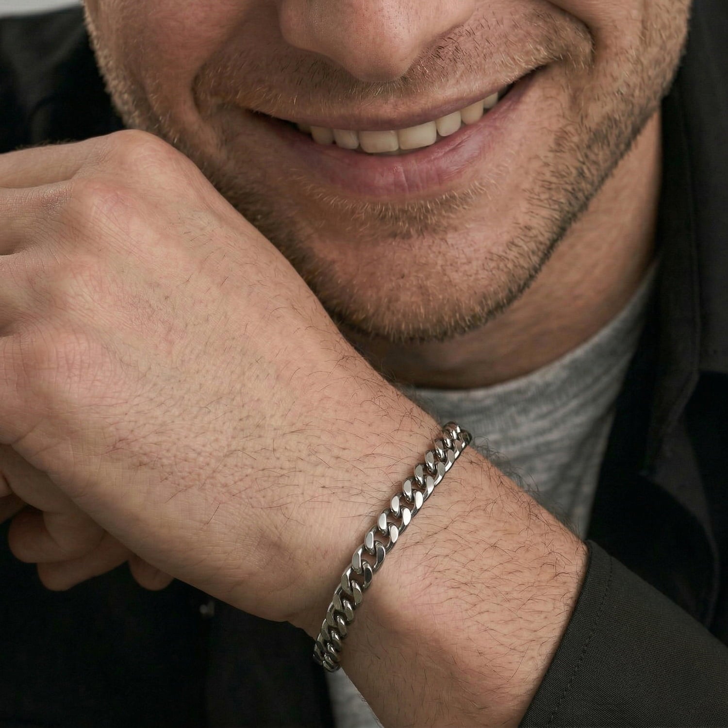 Men's Steel Curb Wrist Chain