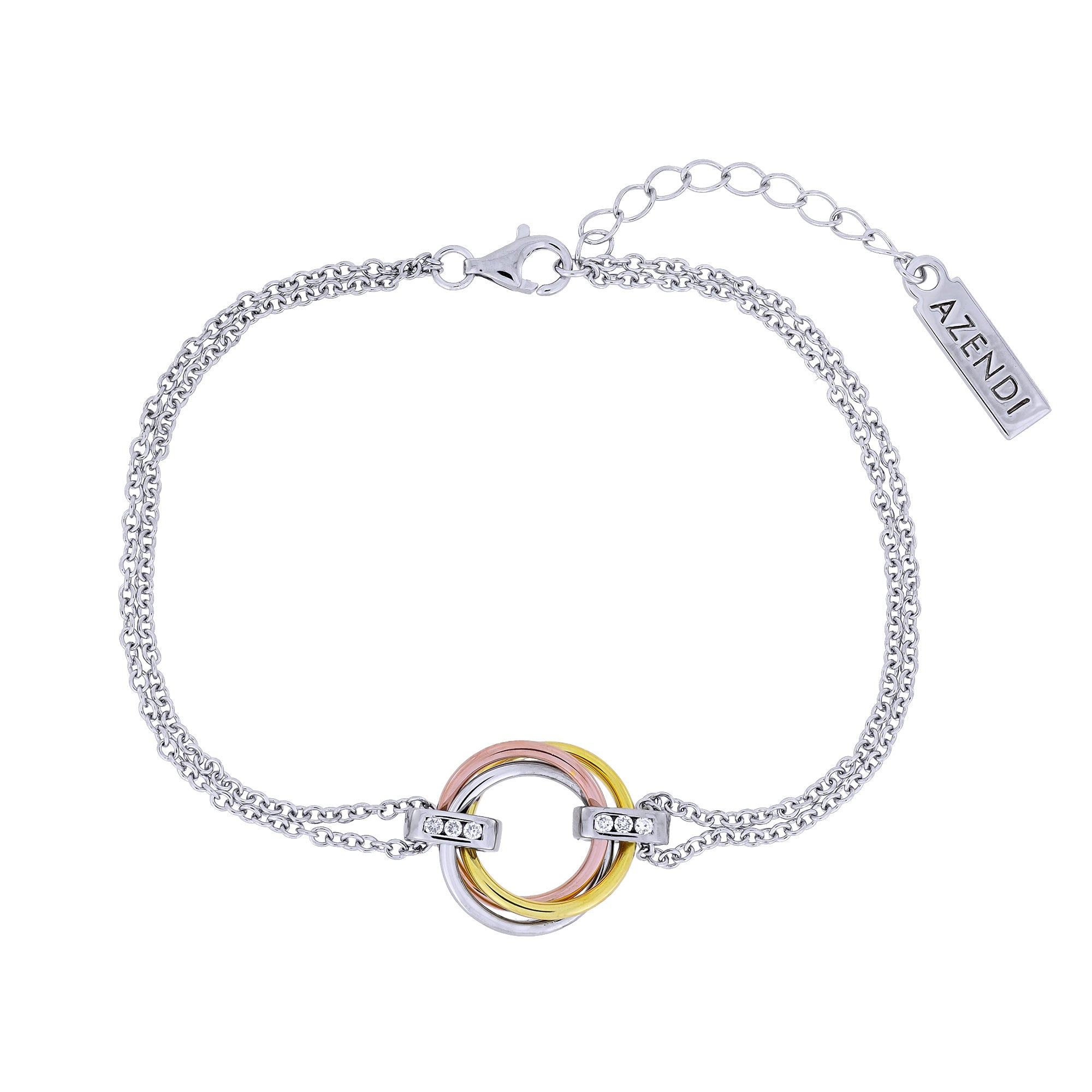 Adjustable mixed vermeil bracelet featuring an intertwined love knot centrepiece accented with lab-grown diamonds, crafted for refined contemporary elegance.
