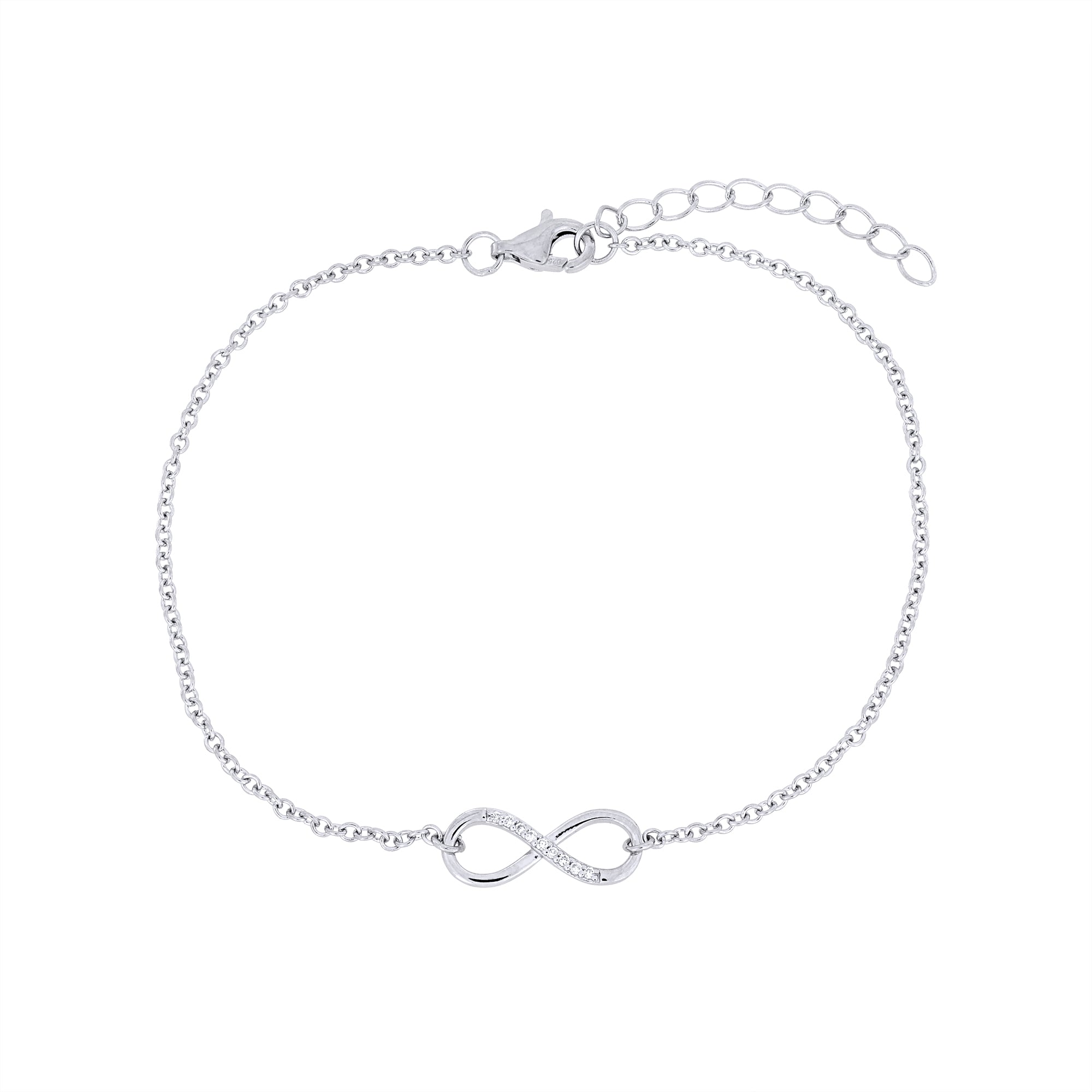 Silver & Pavé 0.11 Carat Lab Grown Diamond Infinity Bracelet