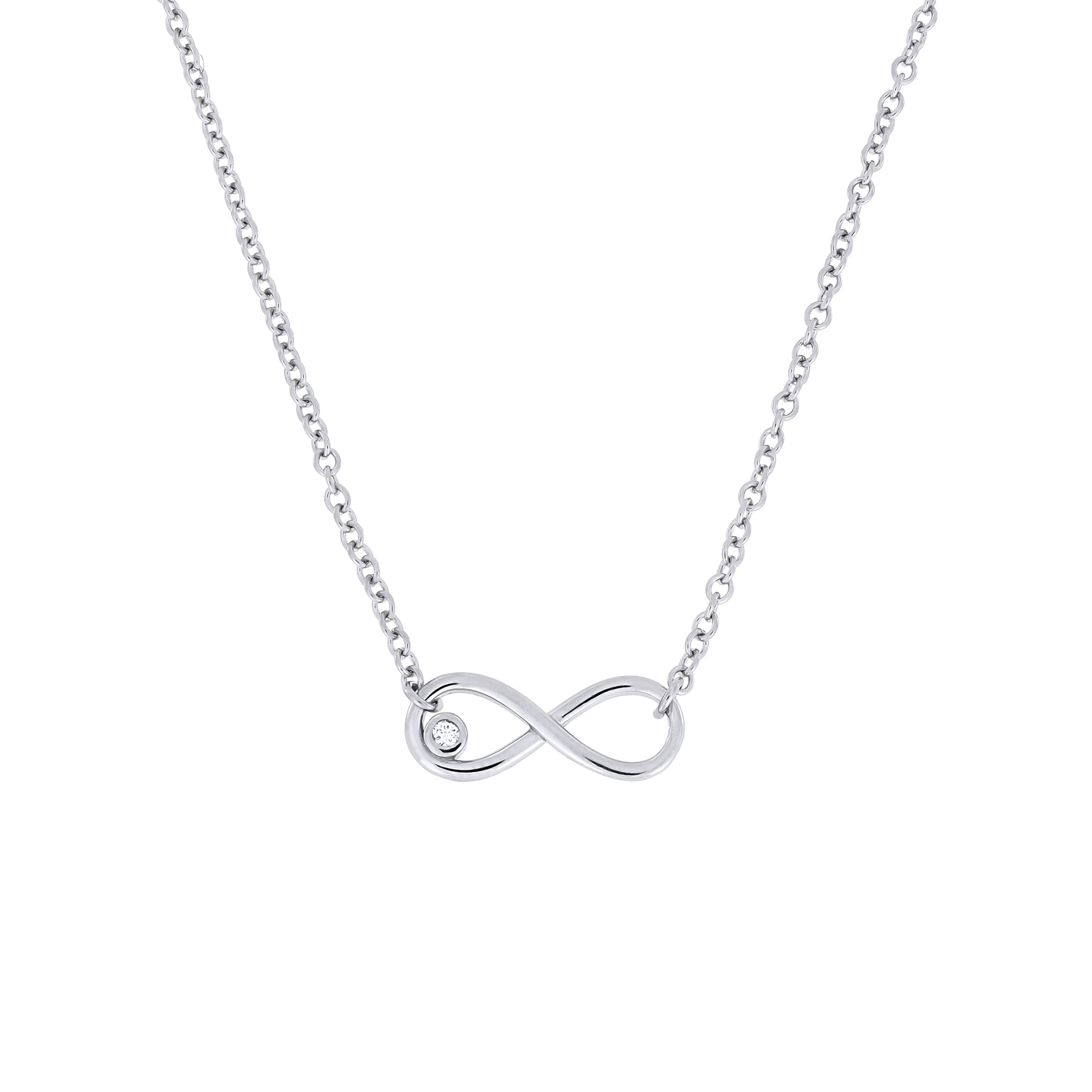 Silver & Solitaire 0.05 Carat Lab Grown Diamond Infinity Necklace