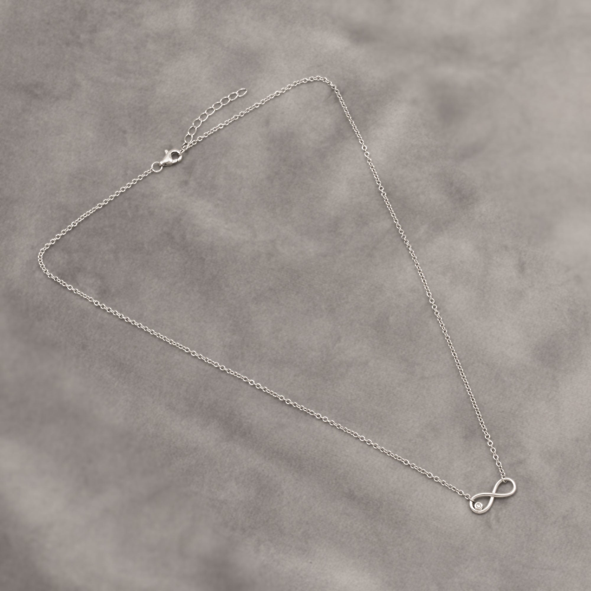 Silver & Solitaire 0.05 Carat Lab Grown Diamond Infinity Necklace
