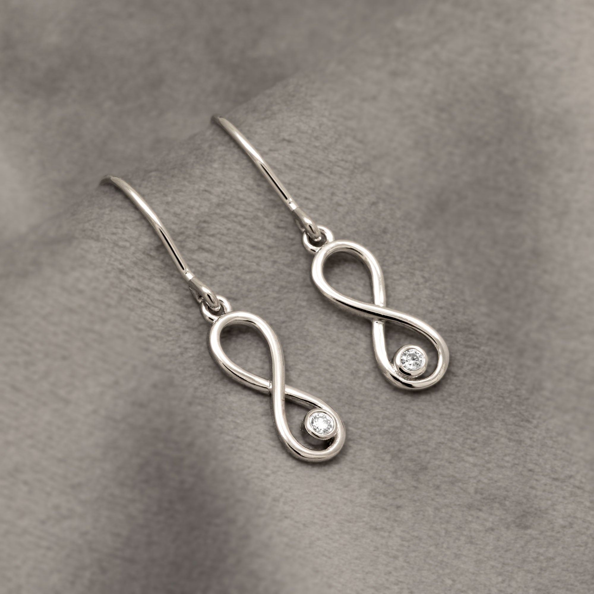 Silver & Solitaire 0.10 Carat Lab Grown Diamond Infinity Drop Earrings