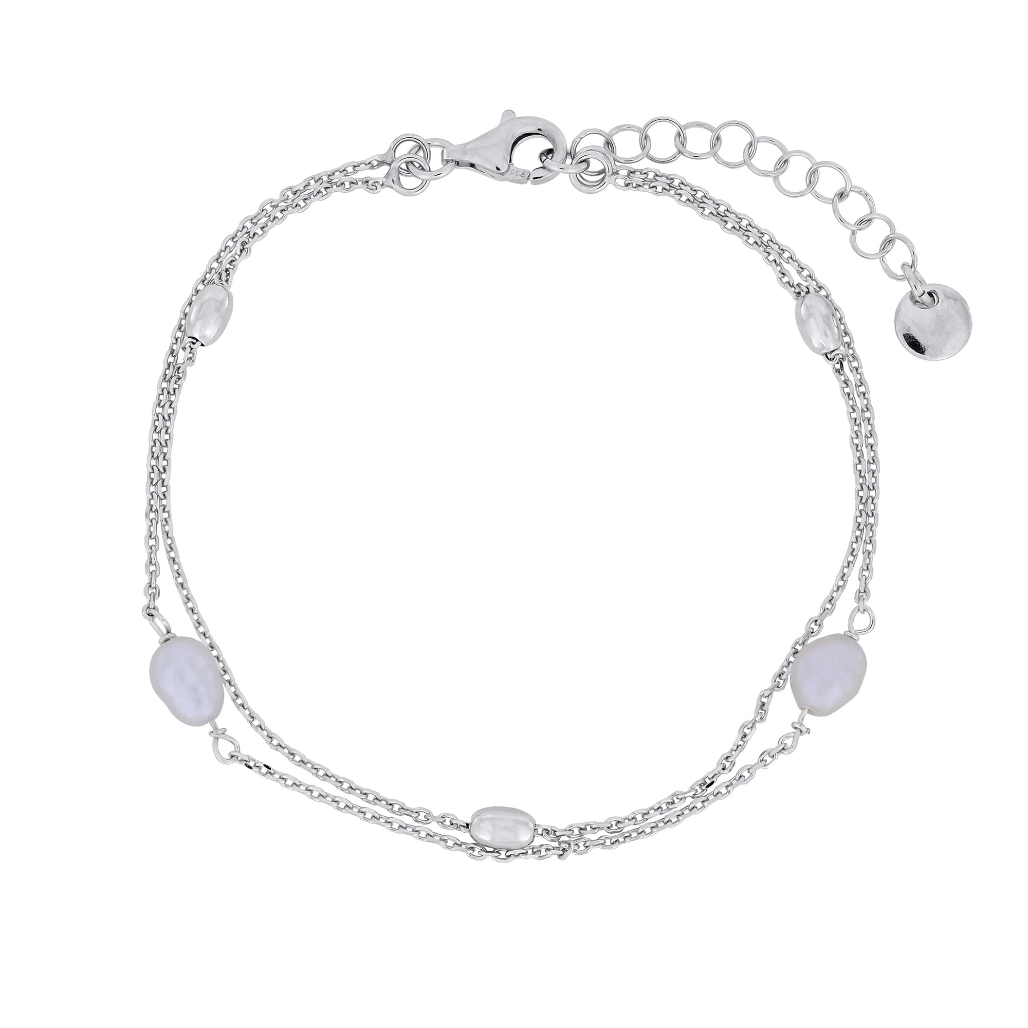 Sterling Silver Twin Strand Freshwater Pearl Bracelet