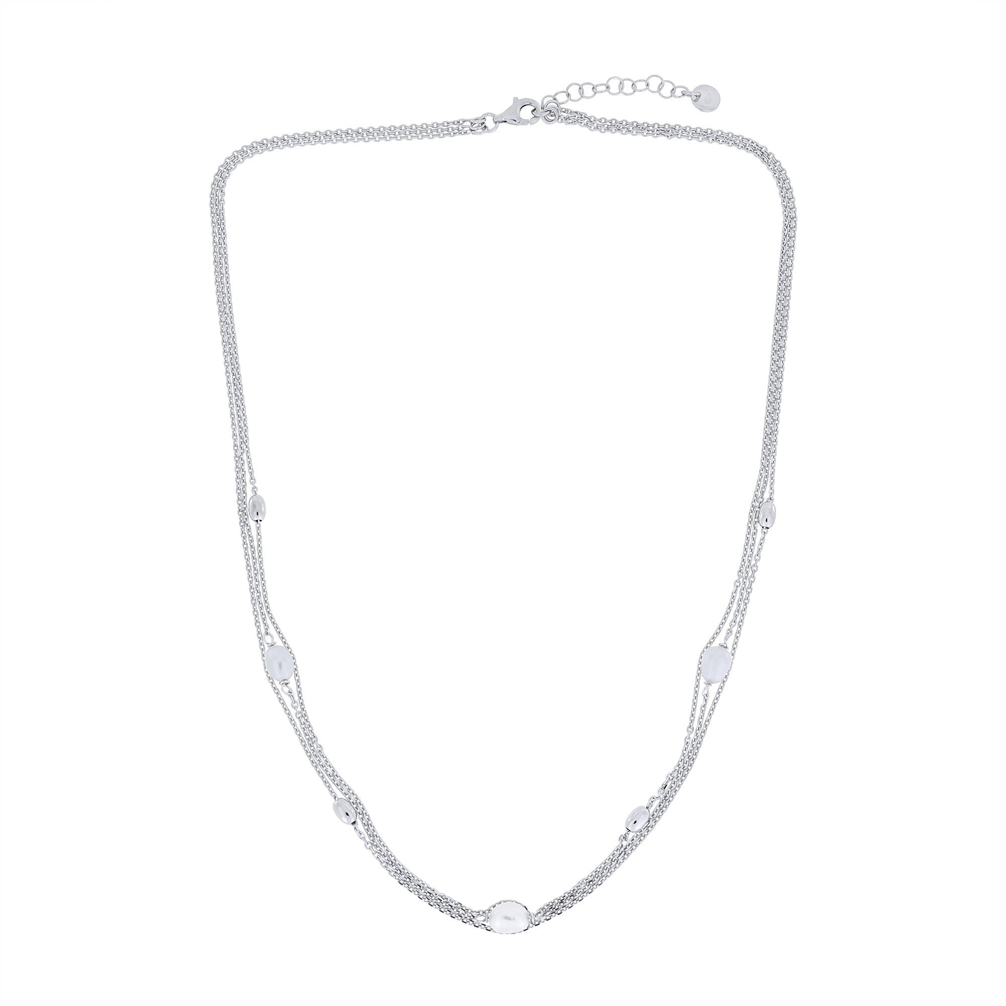 Sterling Silver Triple Strand Freshwater Pearl Necklace