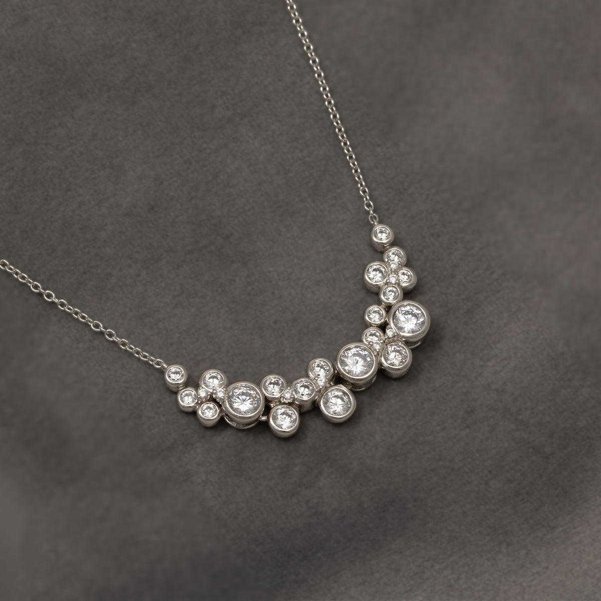 Sterling Silver Cubic Zirconia Bubbles Necklet