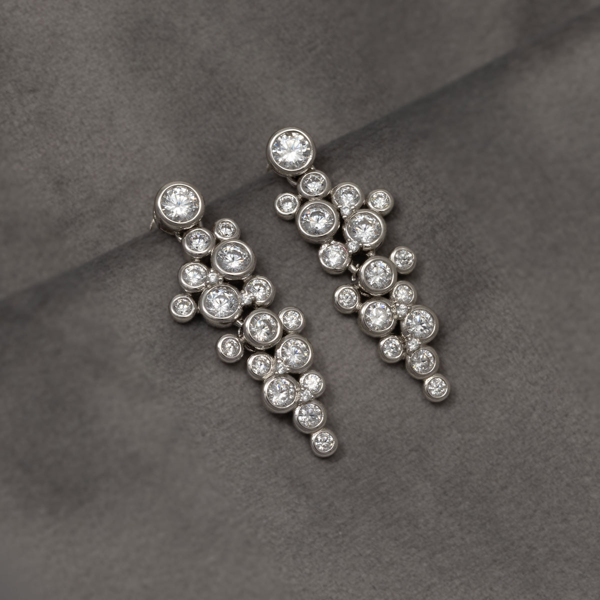 Sterling Silver Cubic Zirconia Bubbles Drop Earrings