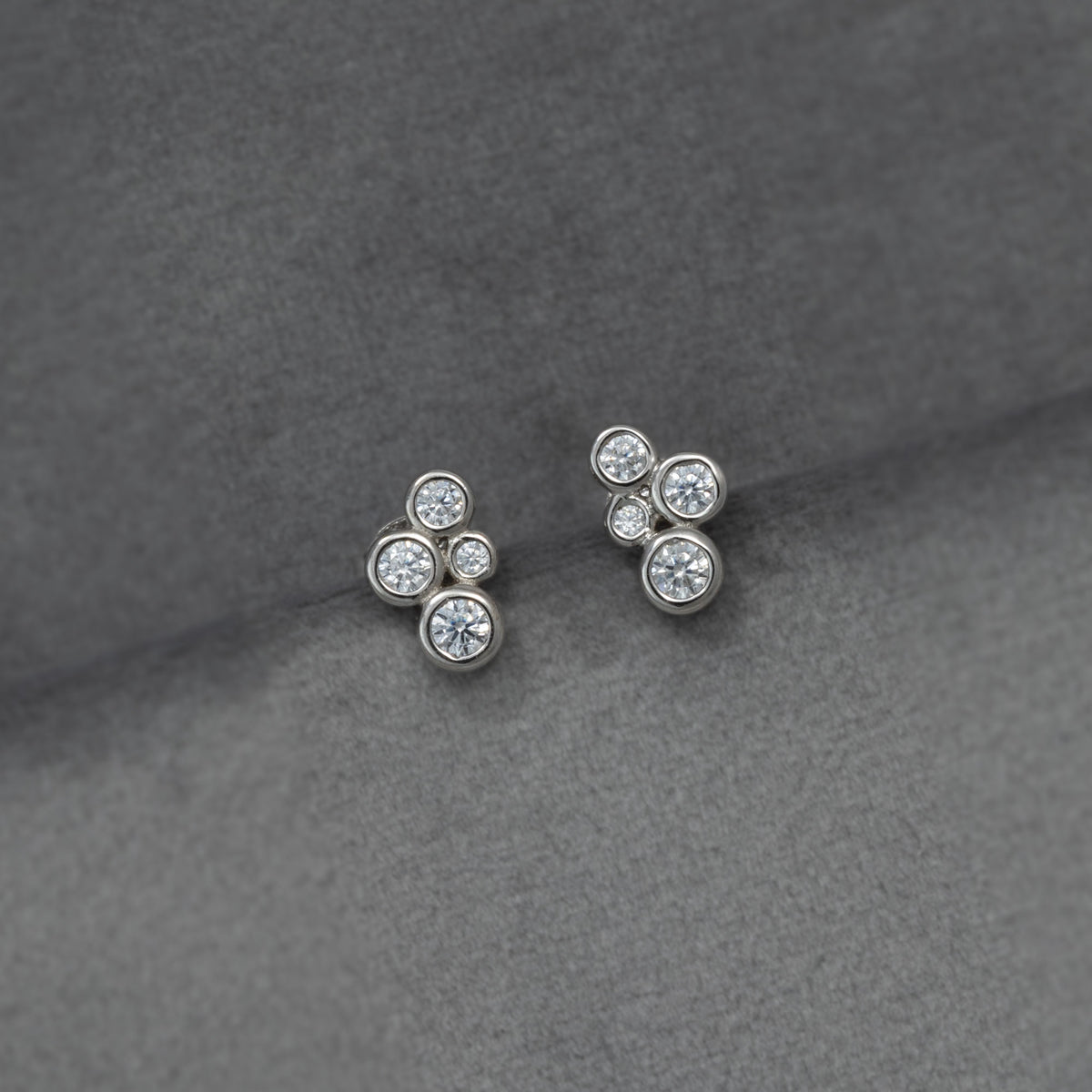 Sterling Silver Cubic Zirconia Bubbles Stud Earrings
