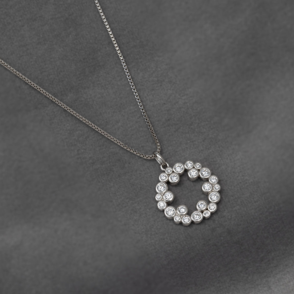 Sterling Silver Cubic Zirconia Bubbles Circle Pendant