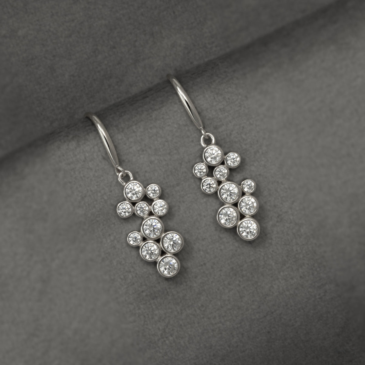 Sterling Silver Mini Bubbles Cluster Drop Earrings