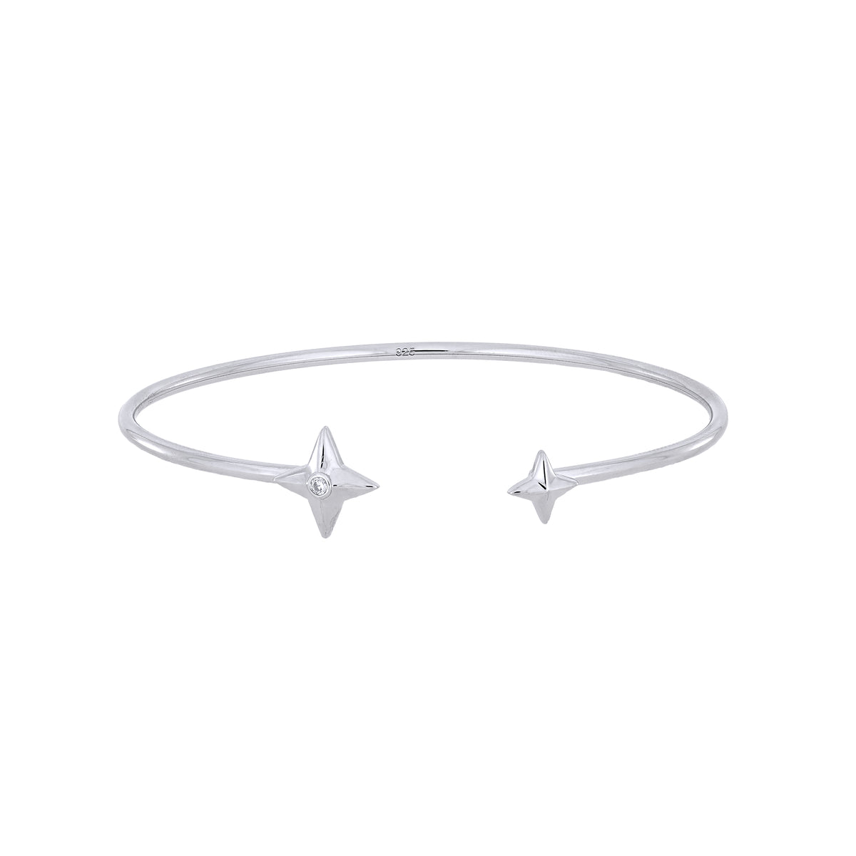 Sterling silver stars bangle with lab grown diamond
