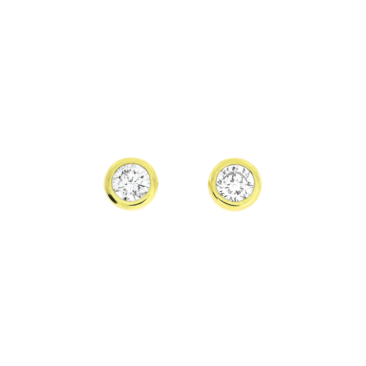 Yellow gold vermeil 1/2 carat lab diamond earrings on a white background.