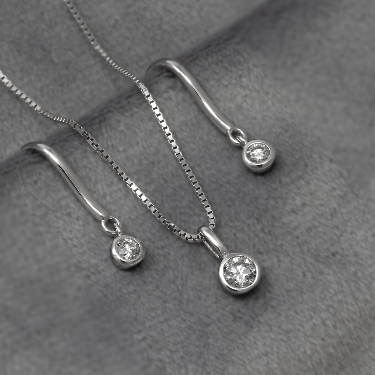 Sterling Silver & 0.25 Carat Lab Grown Diamond Solitaire Drop Earrings