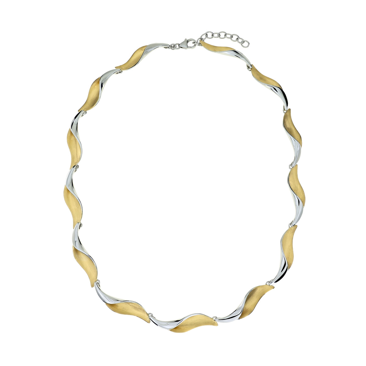 Gold Vermeil Satin & Polished Folded Waves Necklace