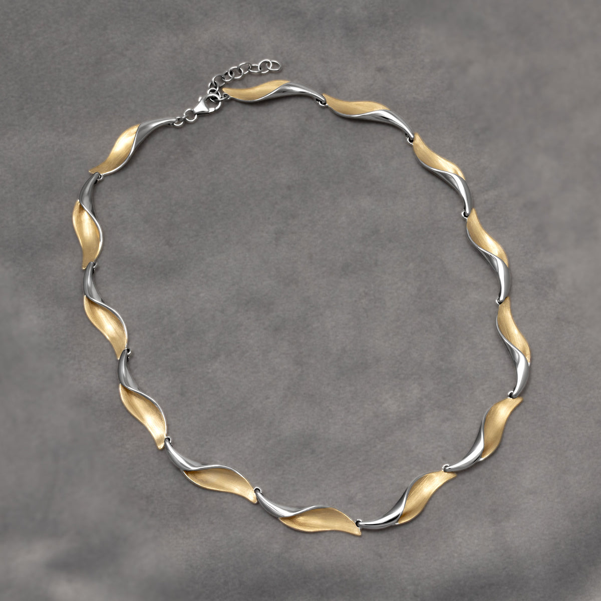 Gold Vermeil Satin & Polished Folded Waves Necklace
