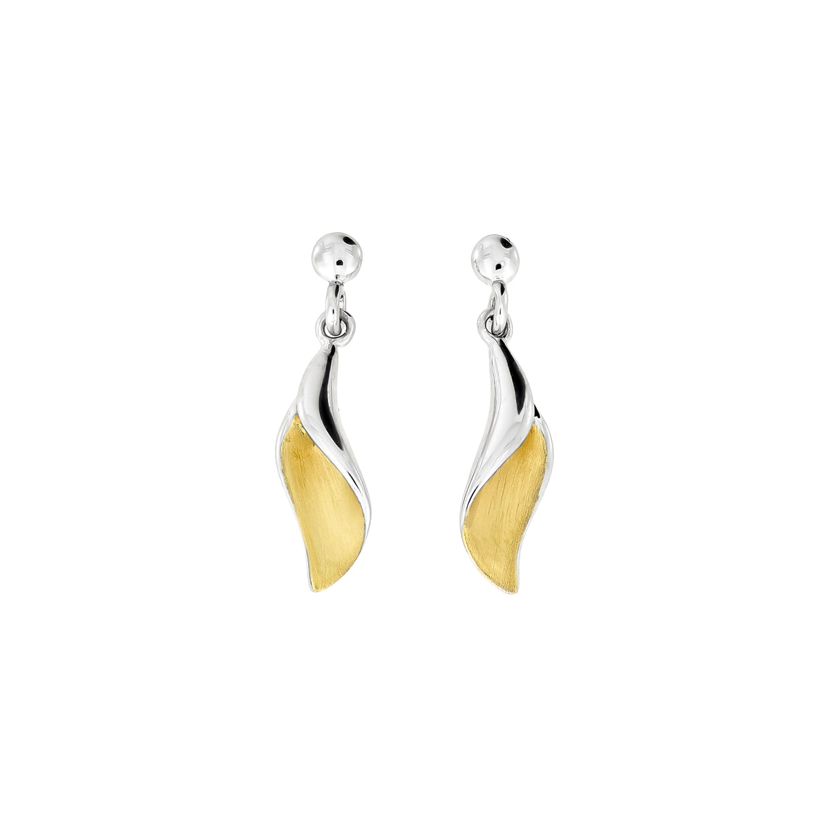 Gold Vermeil Satin & Polished Folded Curve Drop Earrings