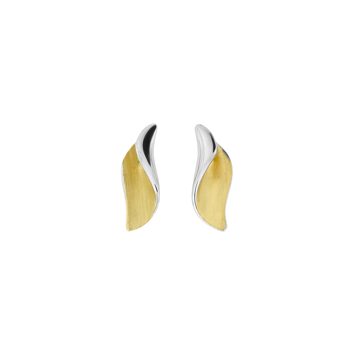 Gold Vermeil Satin & Polished Folded Curve Stud Earrings