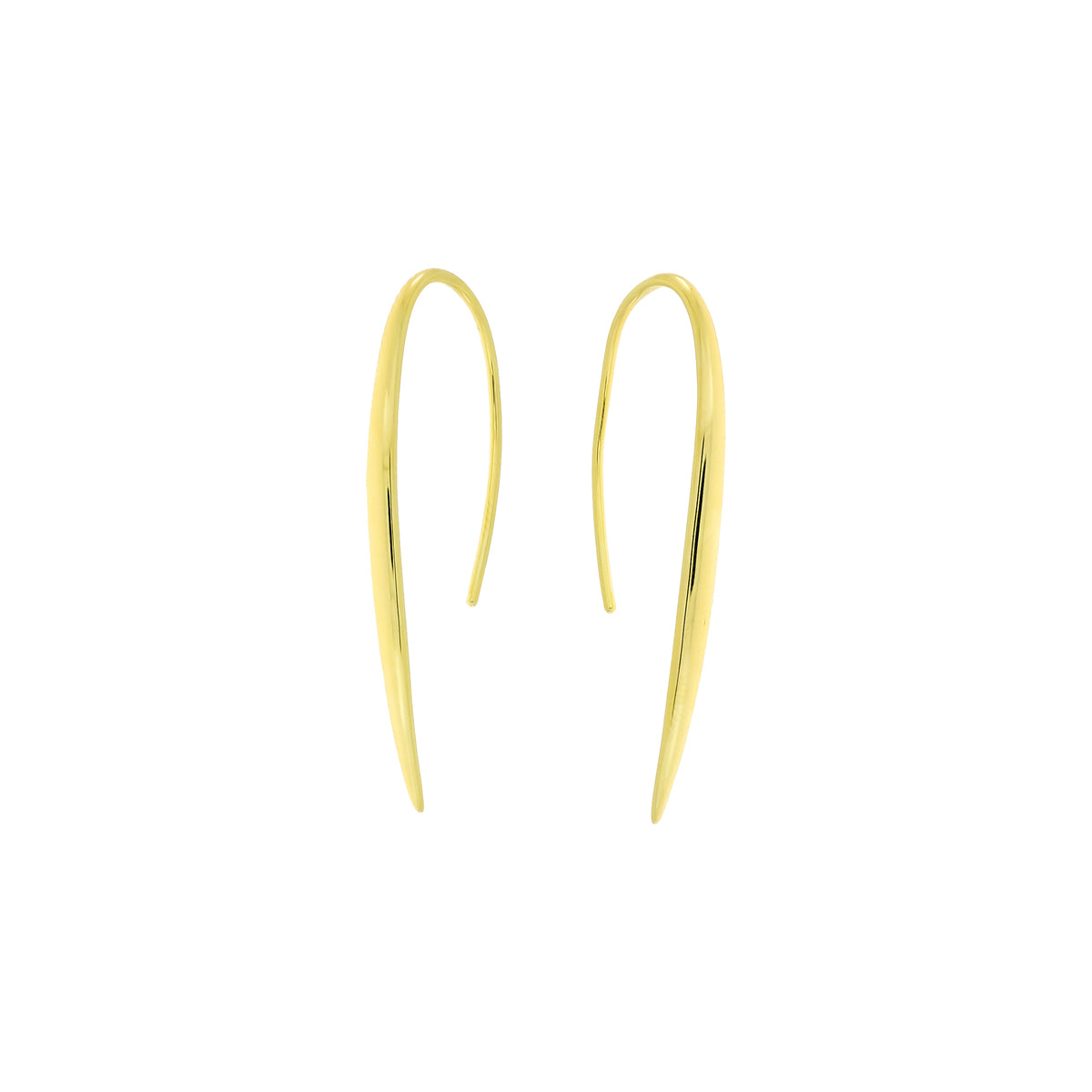 A pair of gold vermeil hook earrings with a polished finish, shown against a plain white background.