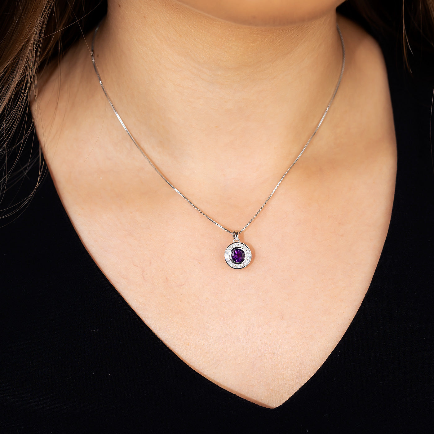 Amethyst & White Topaz Pendant in Sterling Silver