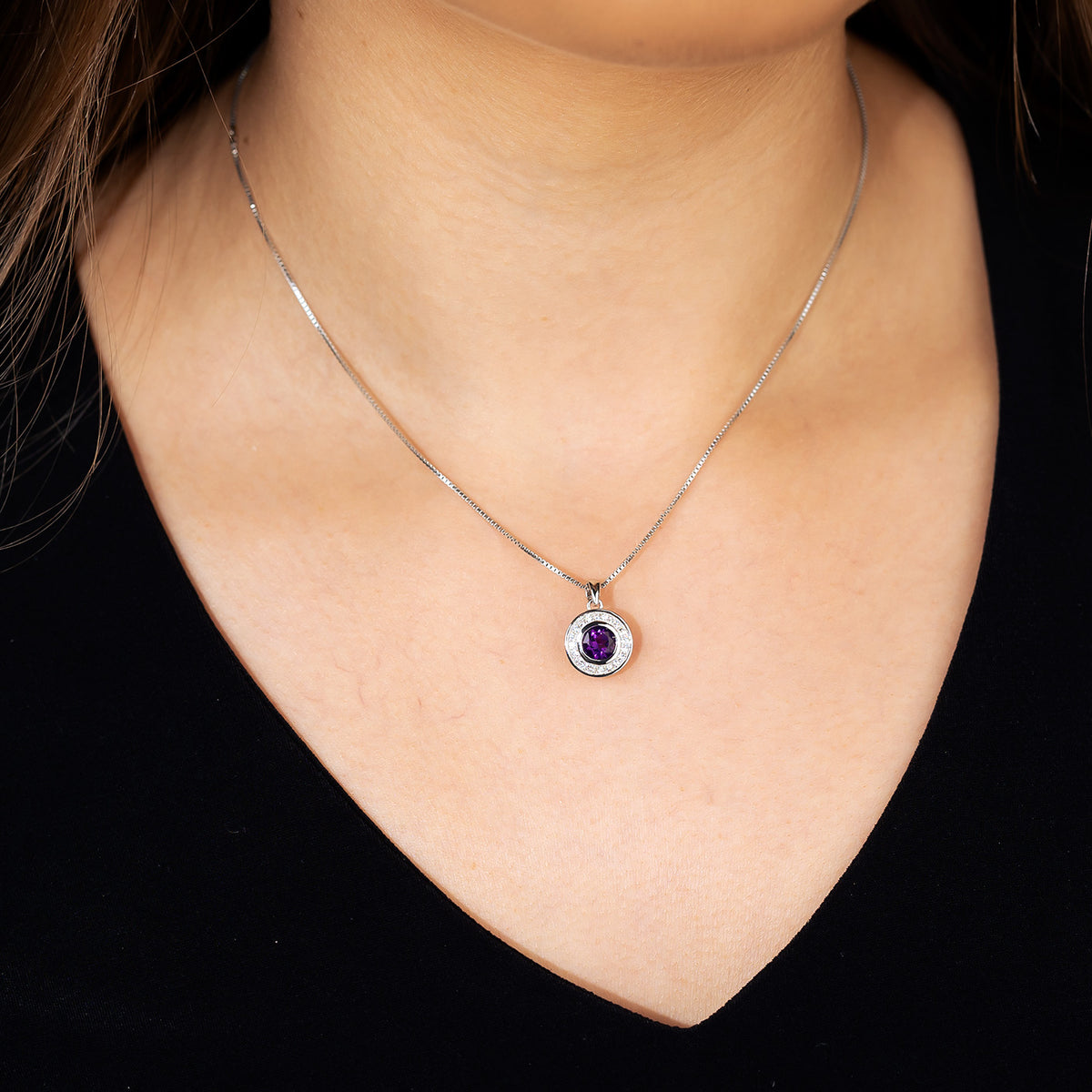 Amethyst & White Topaz Pendant in Sterling Silver