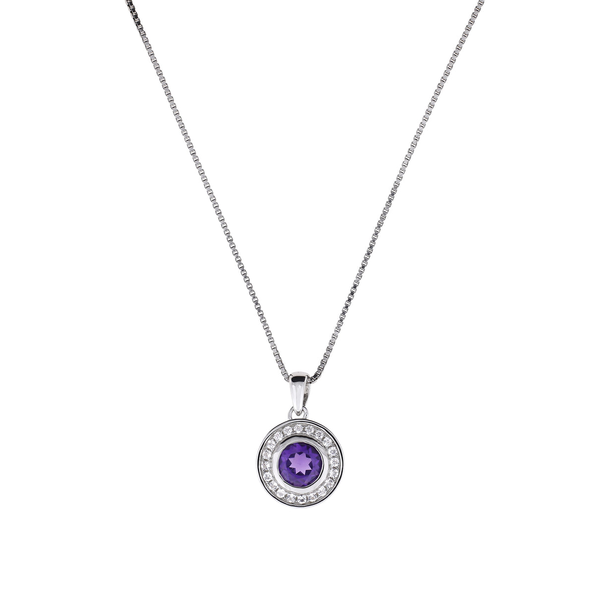 Amethyst &amp; White Topaz Pendant in Sterling Silver