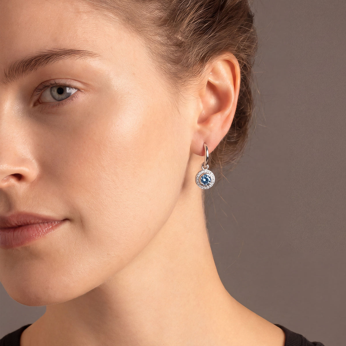 Blue Topaz & White Topaz Drop Earrings in Sterling Silver