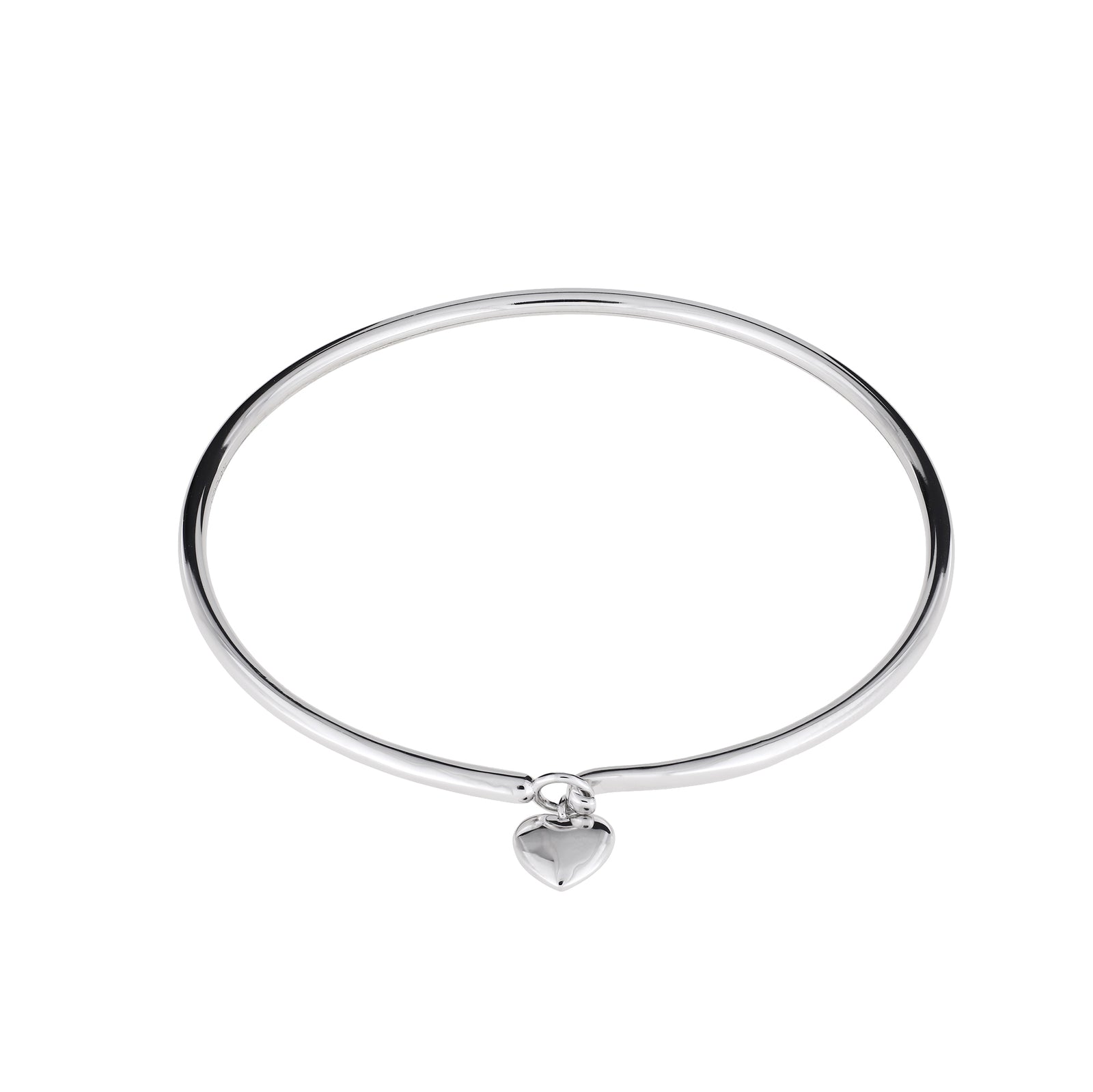 Sterling Silver Heart Charm Hook Bangle