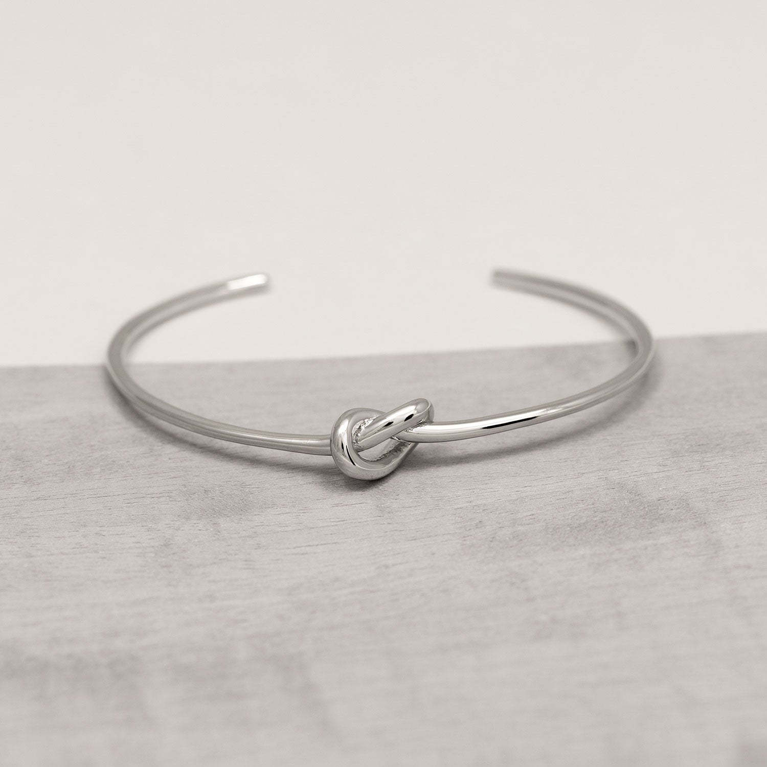 Silver Slim Knot Cuff Bangle