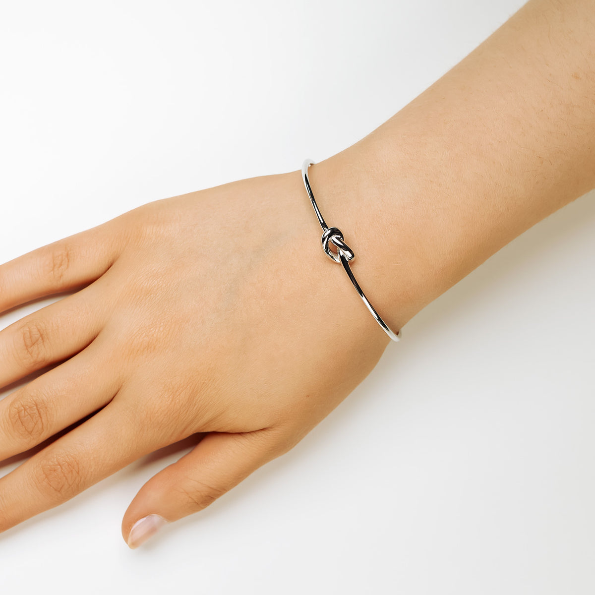 Silver Slim Knot Cuff Bangle