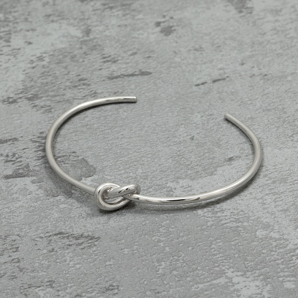 Silver Slim Knot Cuff Bangle