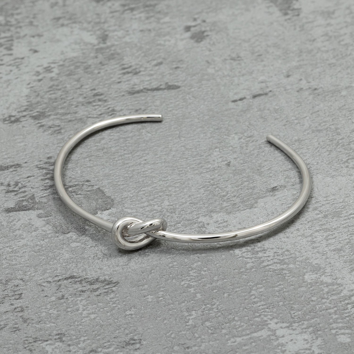 Silver Slim Knot Cuff Bangle