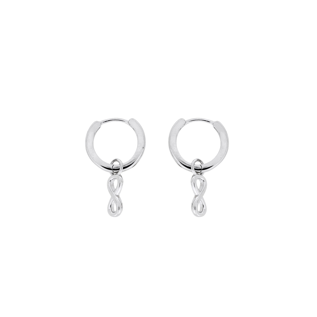 Silver Simple Infinity Charm Hoop Earrings