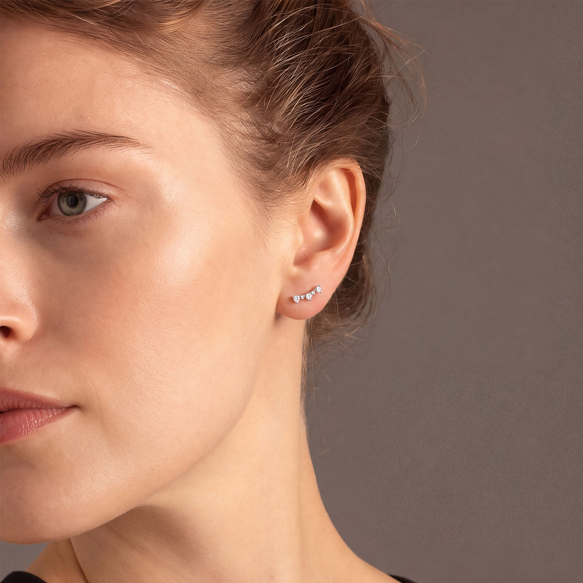 Silver Curved Cubic Zirconia Studs