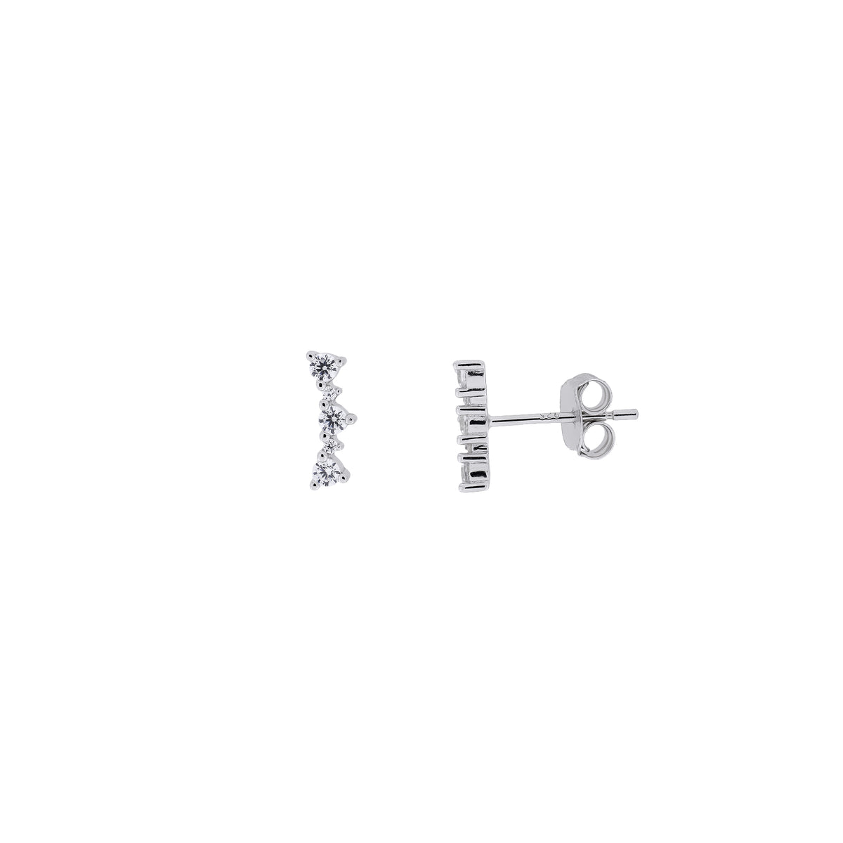 Silver Curved Cubic Zirconia Studs