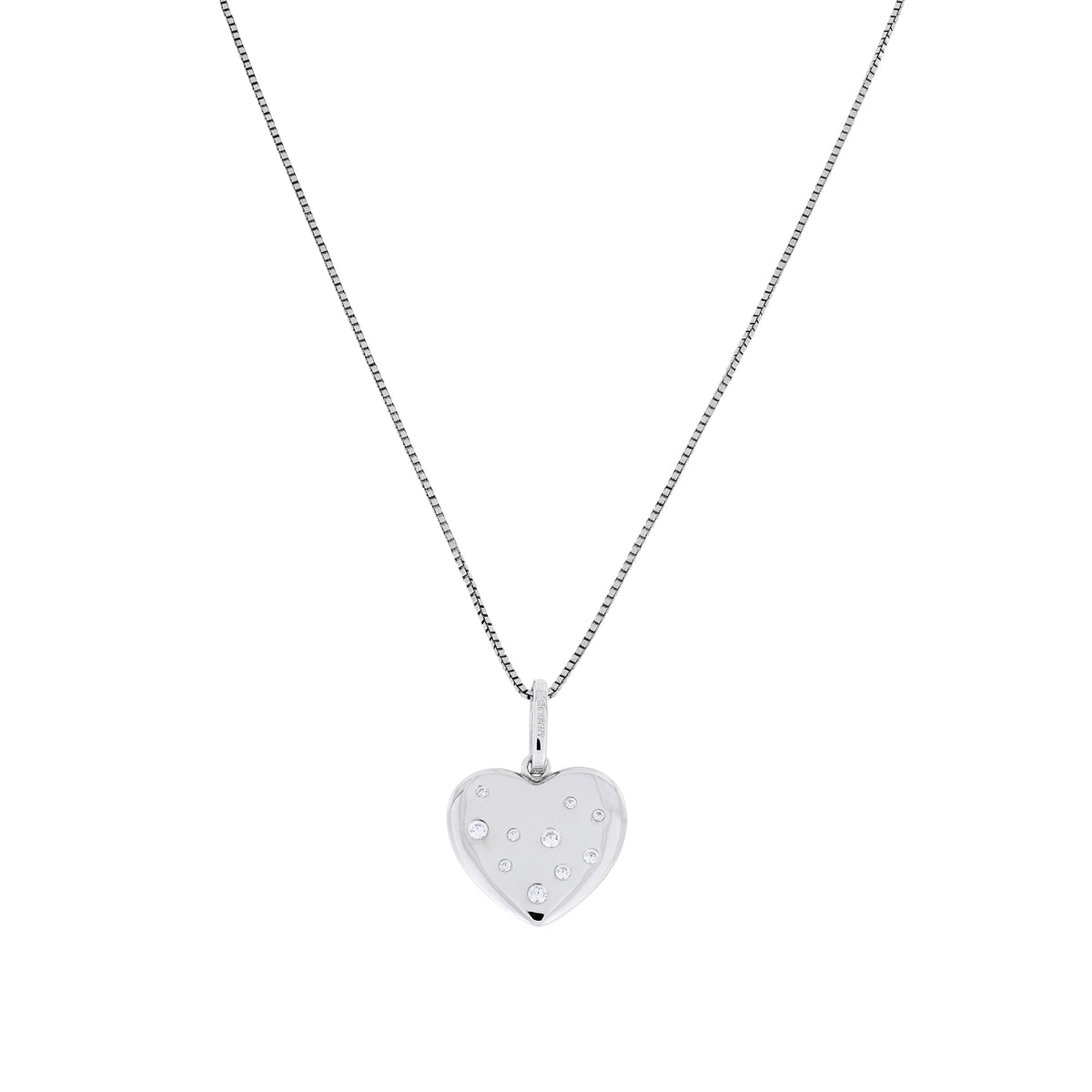 Sterling Silver Scattered Stones Heart Pendant