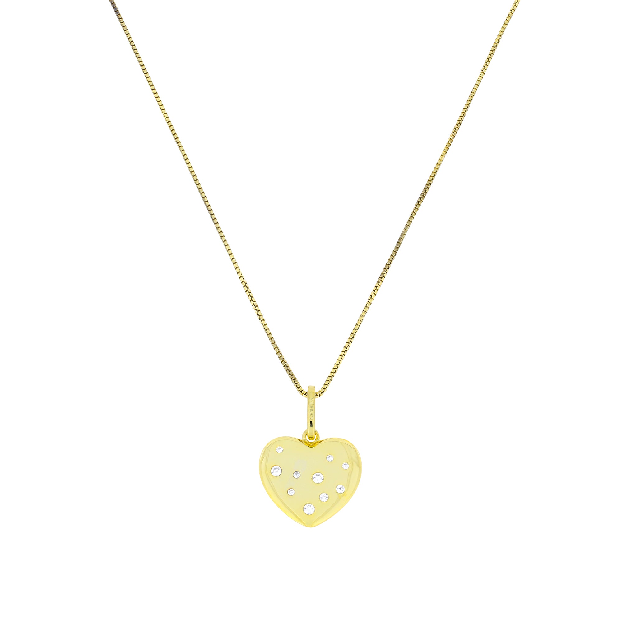 Gold Vermeil Scattered Stones Heart Pendant