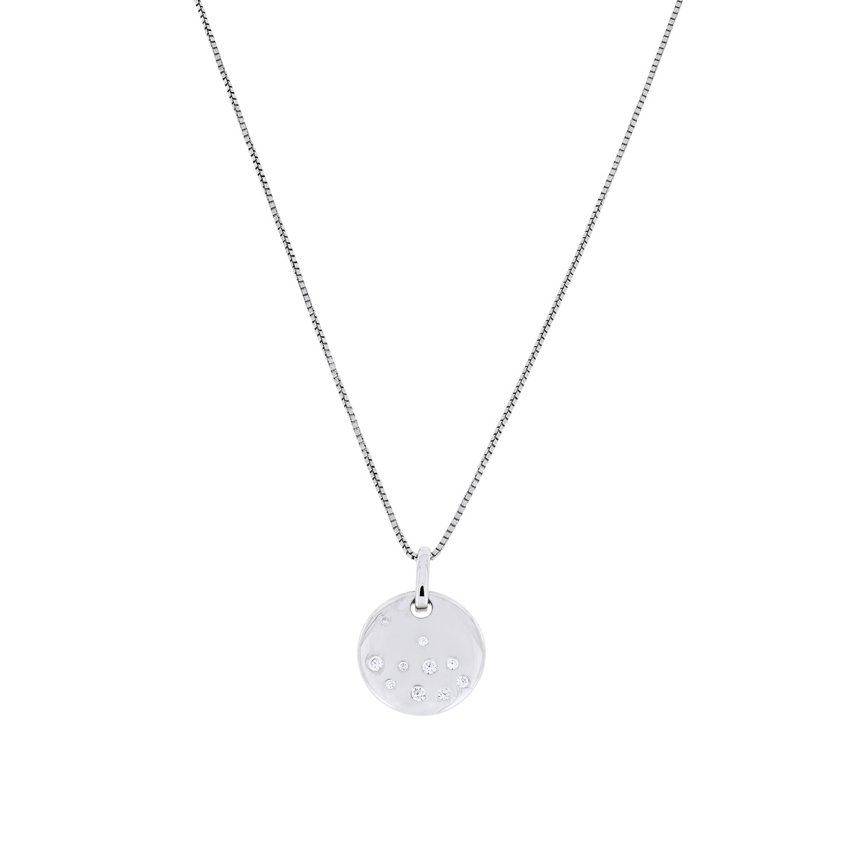 Sterling Silver Scattered Stones Round Pendant