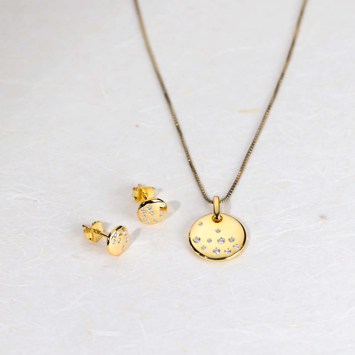 Gold Vermeil Scattered Stones Round Stud Earrings