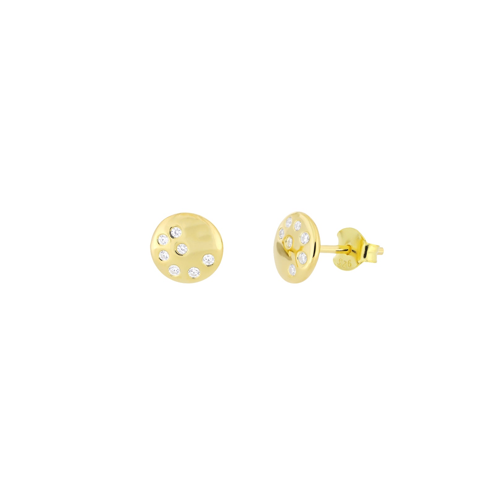 Gold Vermeil Scattered Stones Round Stud Earrings