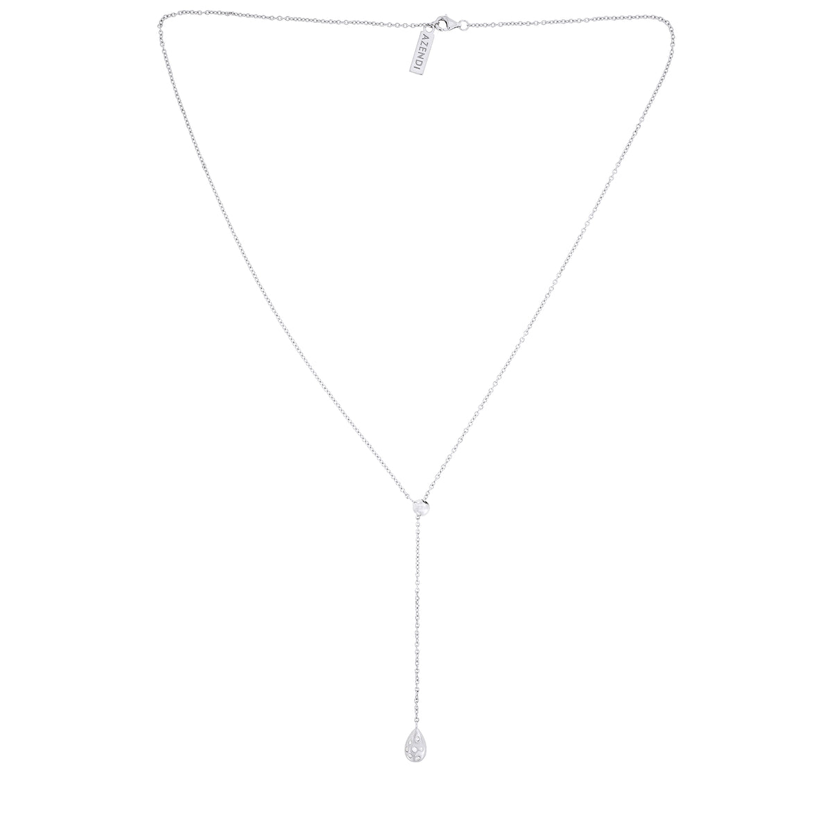 Sterling Silver Teardrop Adjustable Lariat Necklace