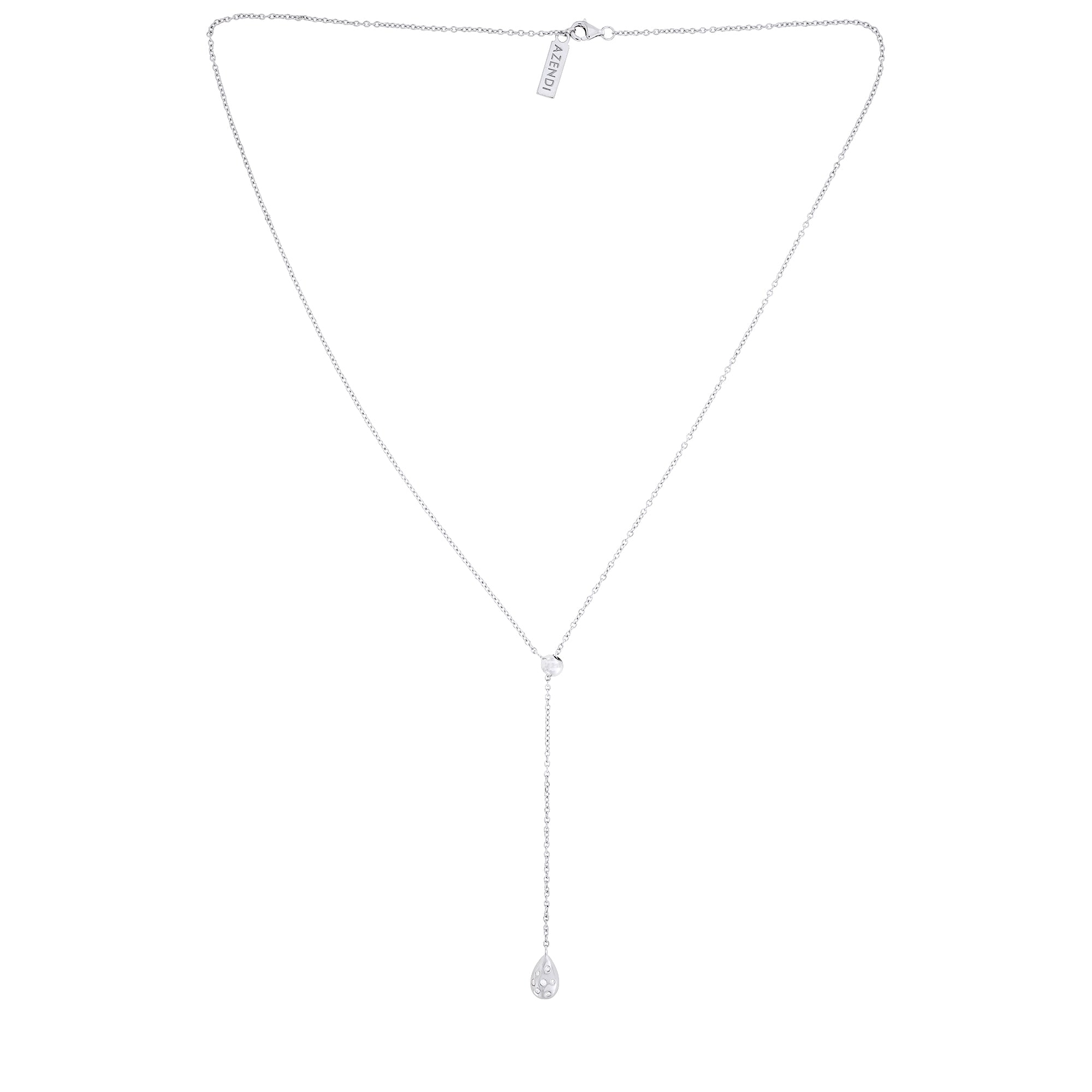 Sterling Silver Teardrop Adjustable Lariat Necklace